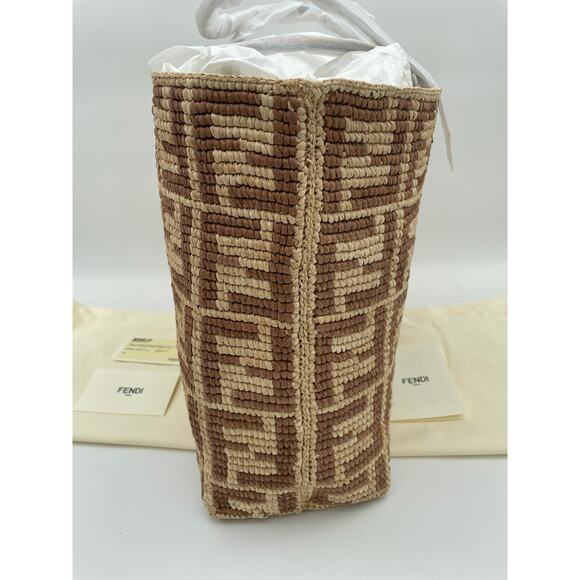 NEW FENDI LARGE RAFFIA CROCHET SUMMER FF LOGO TOTE BAG NWT AUTHENTIC! - Picture 7 of 14